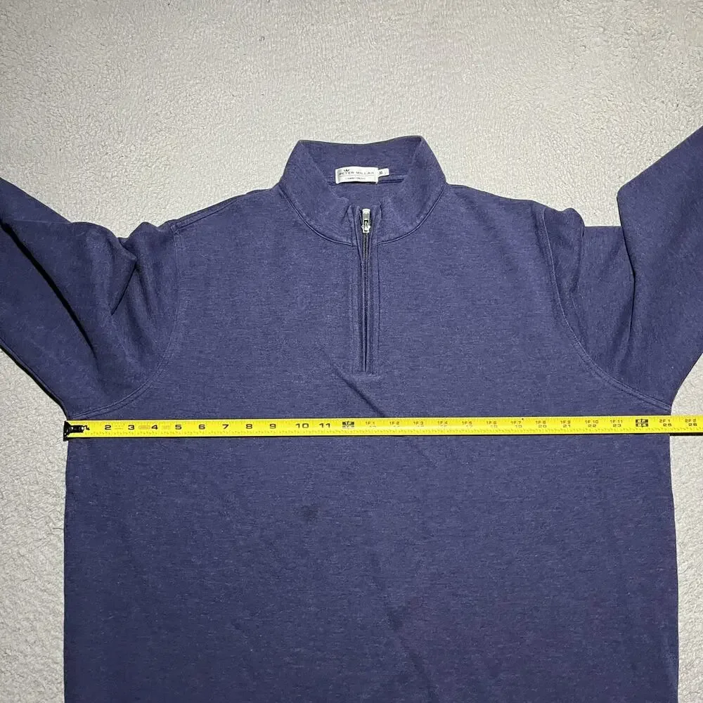 Peter Millar Crown Comfort 1/4 Zip Pullover Mens XL Blue Golf Logo Soft Preppy